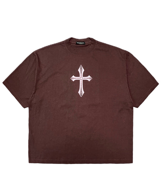 Tribal cross big tee shirts(Brown)